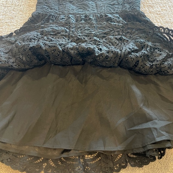 NWT Eva Franco Black Strapless Floral Lace Mini Dress, Ruffle Detail, Formal, 12 - Picture 11 of 16